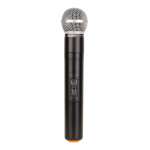 Microfone de mão duplo + alça + gravata UHF - Freq. 641.25-648.55 MHz