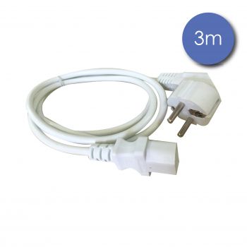 Câble Alim Mâle/IEC Femelle 3m blanc