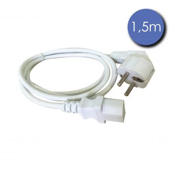 Câble Alim Mâle/IEC Femelle 1.5m blanc