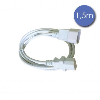 Câble IEC Mâle/IEC Femelle 1.5m blanc