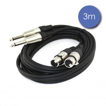Câble 3m - XLR 3 PIN Femelle - JACK MONO Mâle
